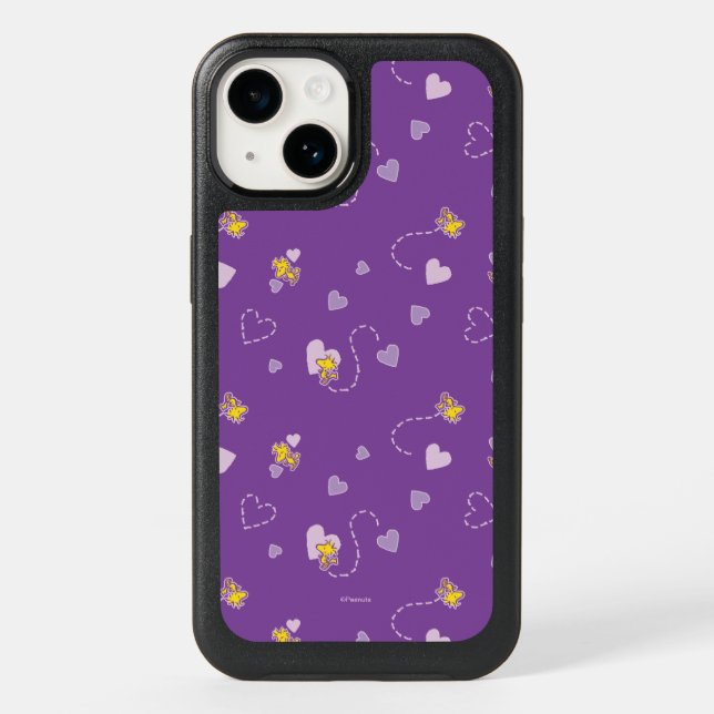 Peanuts | Woodstock Purple Heart Pattern Otterbox iPhone Case (Back)