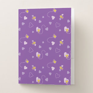 Peanuts   Woodstock Purple Heart Pattern Pocket Folder