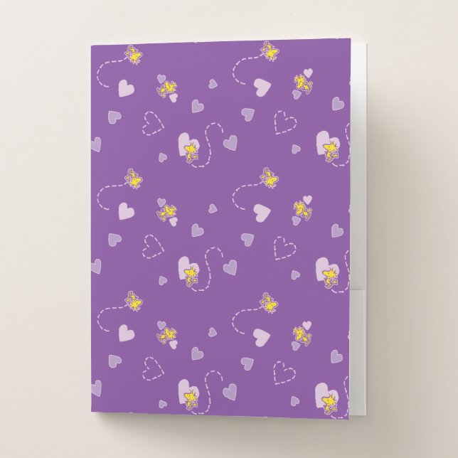 Peanuts | Woodstock Purple Heart Pattern Pocket Folder (Front)