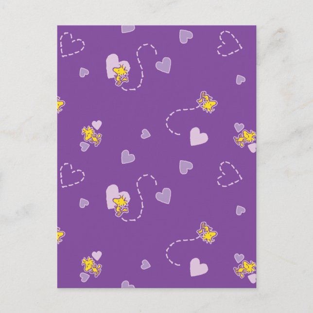 Peanuts | Woodstock Purple Heart Pattern Postcard (Front)