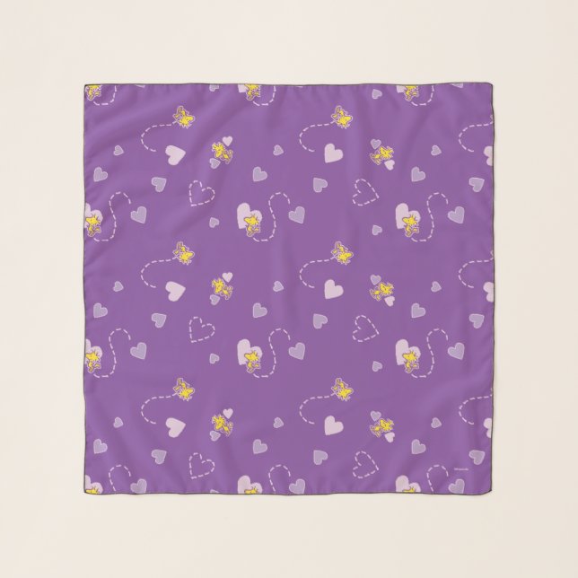 Peanuts | Woodstock Purple Heart Pattern Scarf (Front)