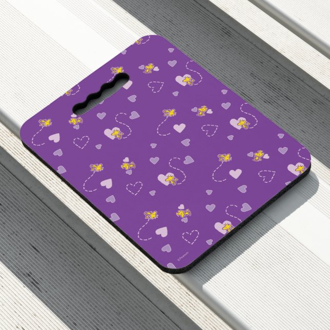 Peanuts | Woodstock Purple Heart Pattern Seat Cushion (In Situ)