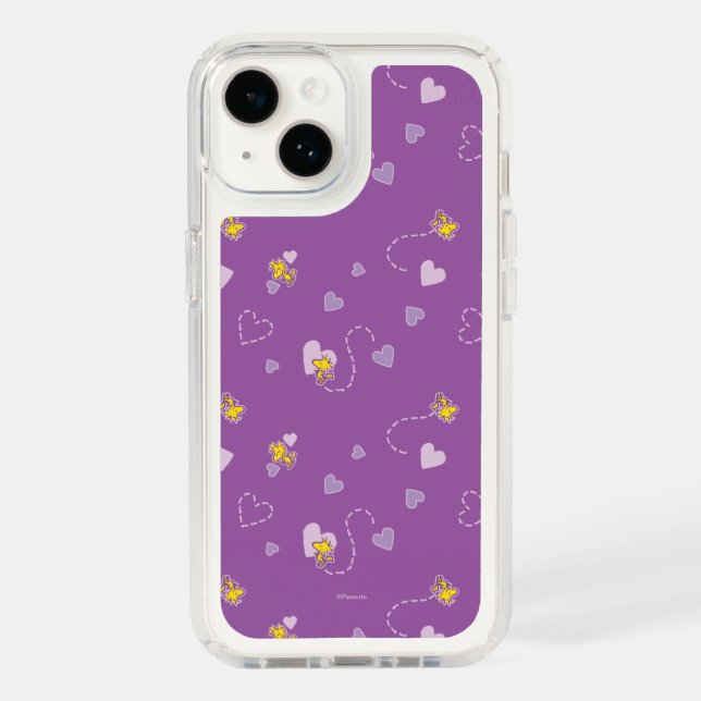 Peanuts | Woodstock Purple Heart Pattern Speck iPhone Case (Front)