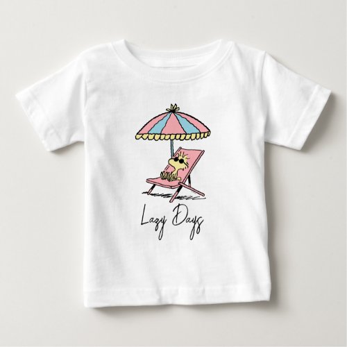 PEANUTS  Woodstock Relaxing at the Beach Baby T_Shirt