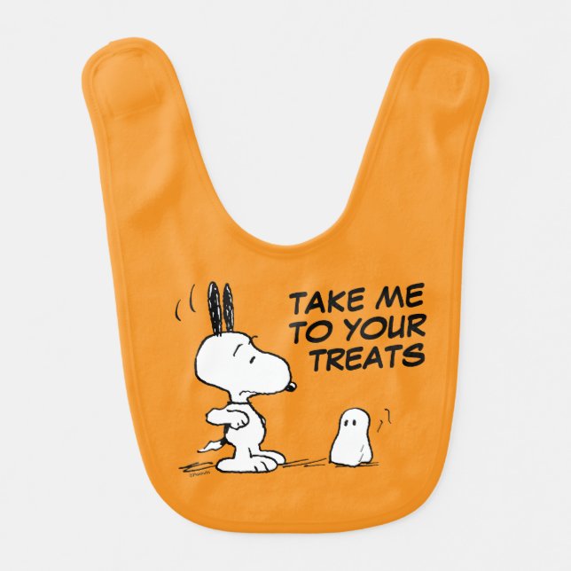 Peanuts | Woodstock Scares Snoopy Baby Bib (Front)