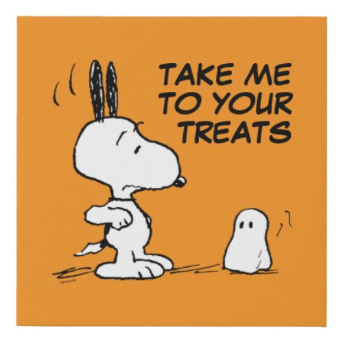 Peanuts  Woodstock Scares Snoopy Faux Canvas Print