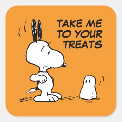 Peanuts  Woodstock Scares Snoopy Square Sticker