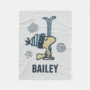 Peanuts   Woodstock Ski Pro   Add Your Name Fleece Blanket
