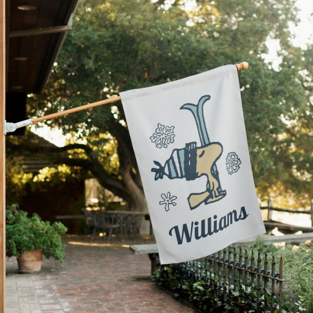 Peanuts | Woodstock Ski Pro | Add Your Name House Flag (In SItu)