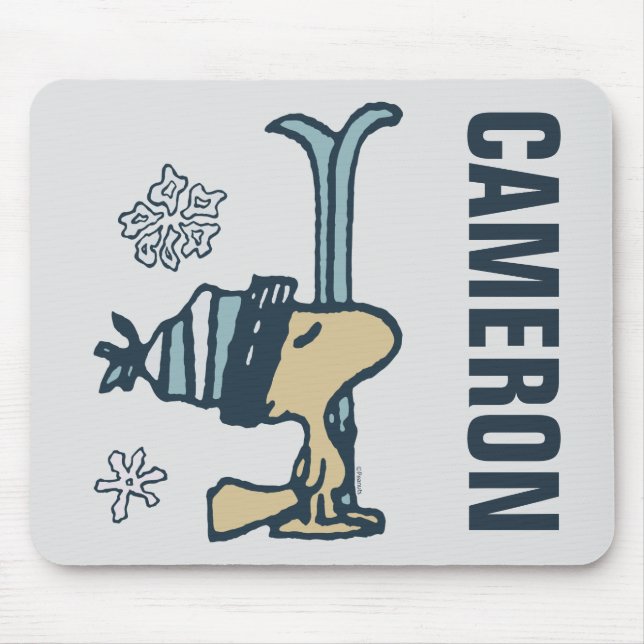 Peanuts | Woodstock Ski Pro | Add Your Name Mouse Pad (Front)