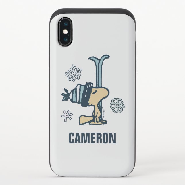 Peanuts | Woodstock Ski Pro | Add Your Name Uncommon iPhone Case (Back)