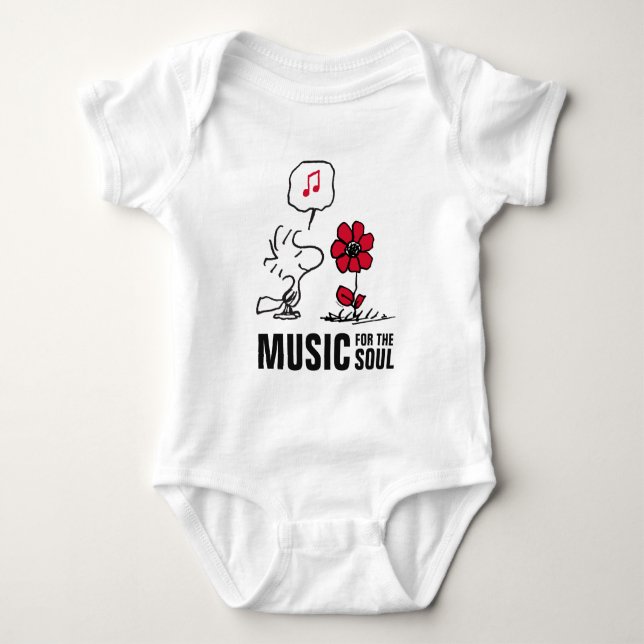 Peanuts | Woodstock Smelling the Flowers Baby Bodysuit (Front)