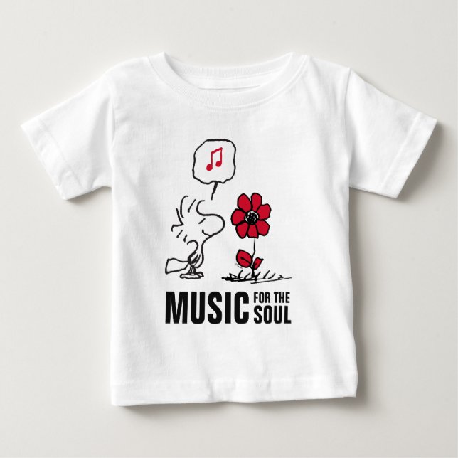 Peanuts | Woodstock Smelling the Flowers Baby T-Shirt (Front)