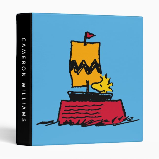 Peanuts | Woodstock Snoopy Dish Sail Boat 3 Ring Binder (Front/Spine)