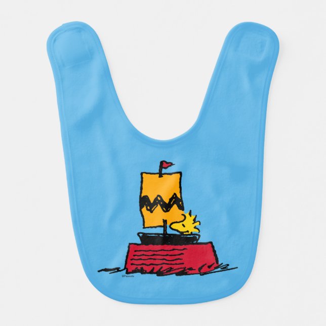 Peanuts | Woodstock Snoopy Dish Sail Boat Baby Bib (Front)