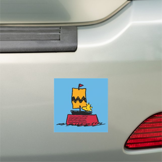 Peanuts | Woodstock Snoopy Dish Sail Boat Car Magnet (In Situ)