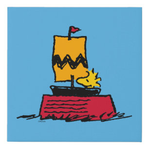 Peanuts   Woodstock Snoopy Dish Sail Boat Faux Canvas Print