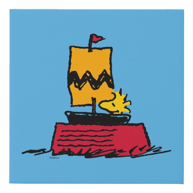 Peanuts | Woodstock Snoopy Dish Sail Boat Faux Canvas Print (Front)