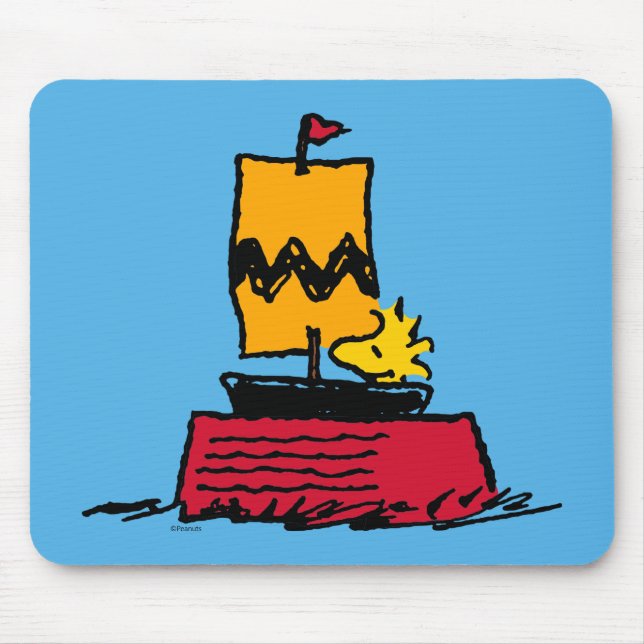 Peanuts | Woodstock Snoopy Dish Sail Boat Mouse Pad (Front)
