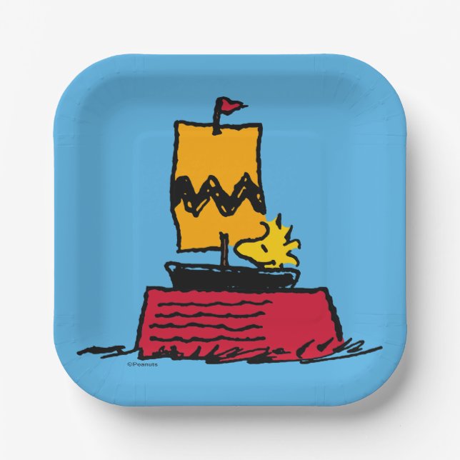 Peanuts | Woodstock Snoopy Dish Sail Boat Paper Plates (Front)