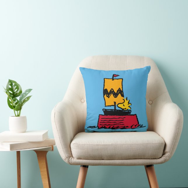 Peanuts | Woodstock Snoopy Dish Sail Boat Throw Pillow (Chair)