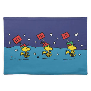 Peanuts Woodstock Snow Shovel Team Cloth Placemat