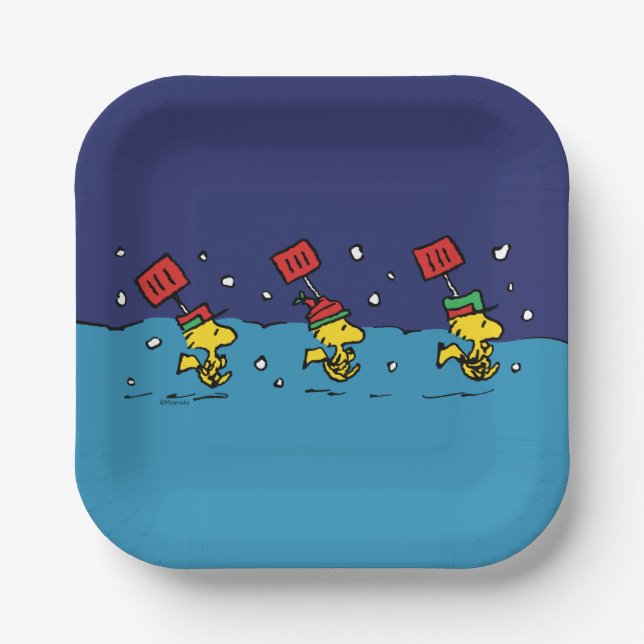 Peanuts | Woodstock Snow Shovel Team Paper Plates (Front)
