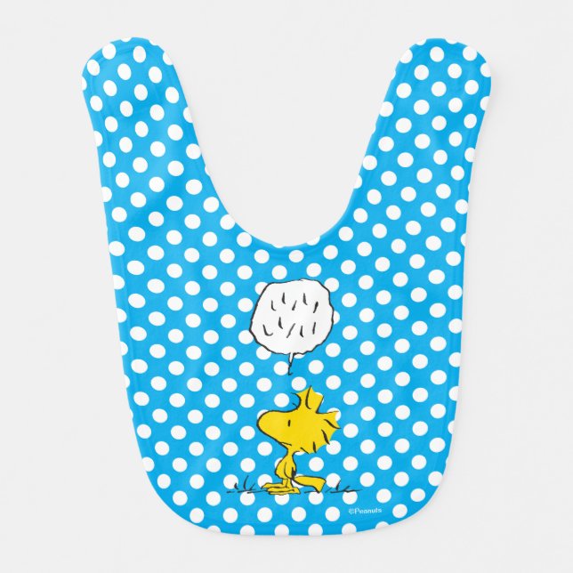 Peanuts | Woodstock Speaks & Polka Dots Baby Bib (Front)