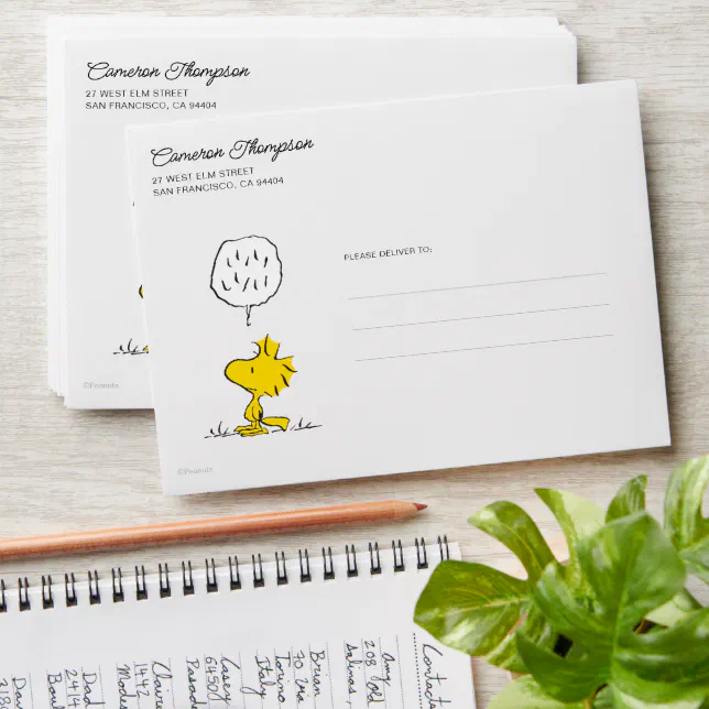 Peanuts Woodstock Speaks And Polka Dots Envelope Zazzle