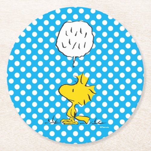 Peanuts  Woodstock Speaks  Polka Dots Round Paper Coaster