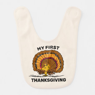 Peanuts Woodstock Turkey -My 1st Thanksgiving Baby Bib