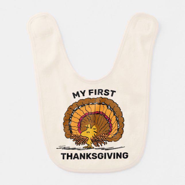 Peanuts | Woodstock Turkey -My 1st Thanksgiving Baby Bib (Front)