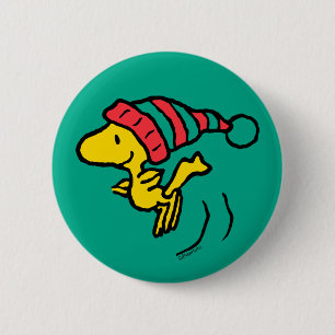 Peanuts   Woodstock Winter Beanie Cap Button
