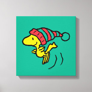 Peanuts   Woodstock Winter Beanie Cap Canvas Print