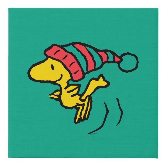 Peanuts | Woodstock Winter Beanie Cap Faux Canvas Print (Front)