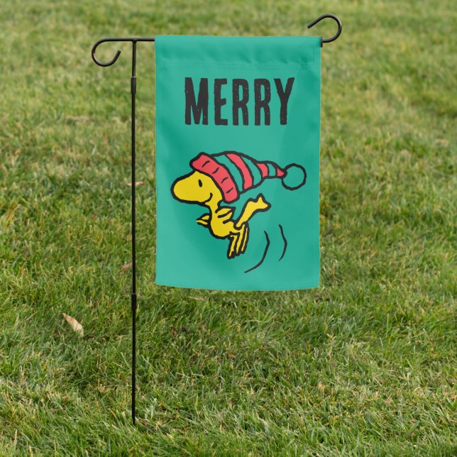Peanuts | Woodstock Winter Beanie Cap Garden Flag (In SItu)