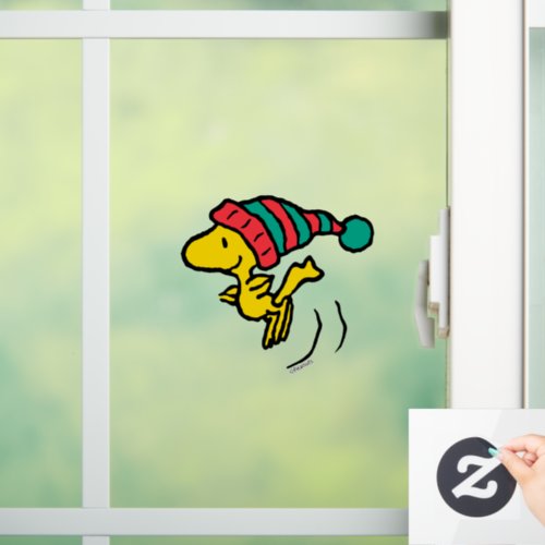 Peanuts  Woodstock Winter Beanie Cap Window Cling