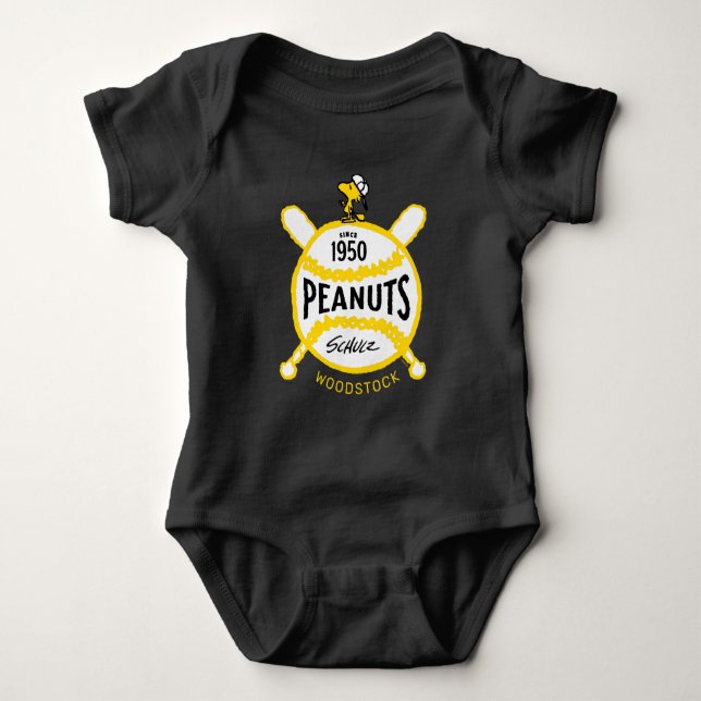 Peanuts | WoodstockPeanuts Baseball Since 1950 Baby Bodysuit (Front)