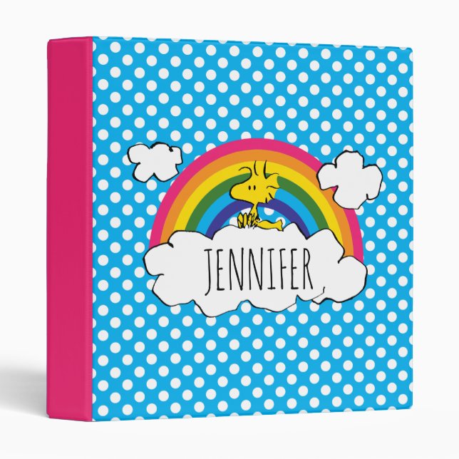 PEANUTS | Woodstock's Rainbow Polka Dots 3 Ring Binder (Front/Spine)