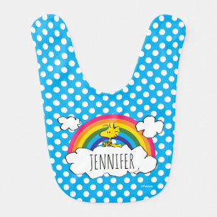 PEANUTS   Woodstock's Rainbow Polka Dots Baby Bib