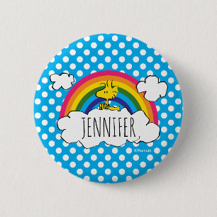 PEANUTS Woodstock's Rainbow Polka Dots Button
