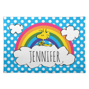 PEANUTS Woodstock's Rainbow Polka Dots Cloth Placemat