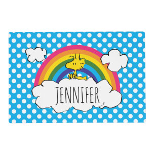 PEANUTS Woodstock's Rainbow Polka Dots Placemat