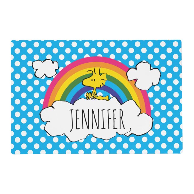 PEANUTS | Woodstock's Rainbow Polka Dots Placemat (Front)