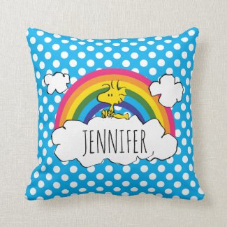 PEANUTS | Woodstock's Rainbow Polka Dots Throw Pillow