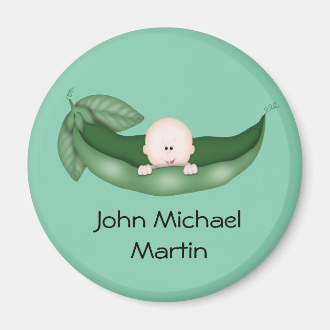 Peapod Baby Shower Favors Magnet (Front)