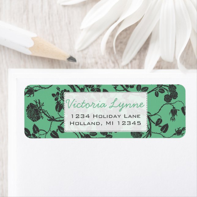 Peapod Green Roses Return Address Label (Insitu)