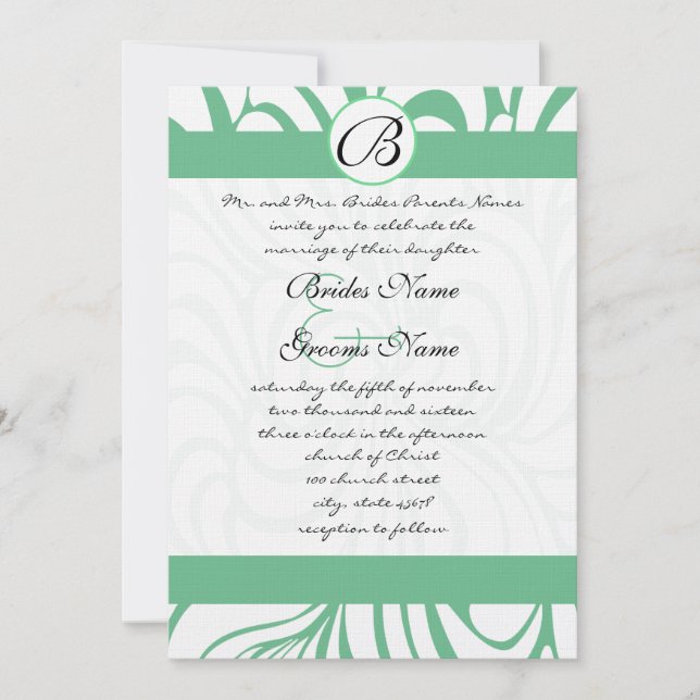 PeaPod Green Swirls Wedding Invitations (Front)