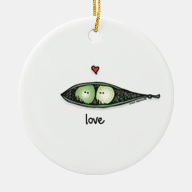 Peapod Love Ceramic Ornament (Front)