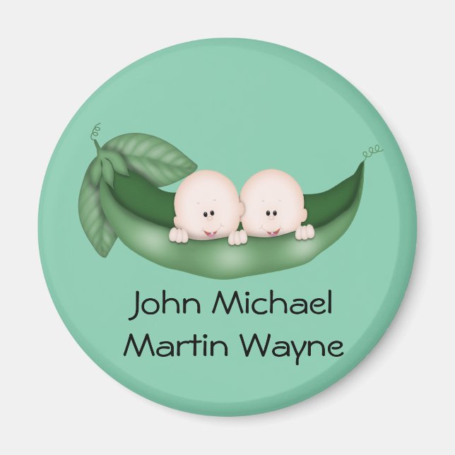 Peapod Twins Baby Shower Favors Magnet (Front)